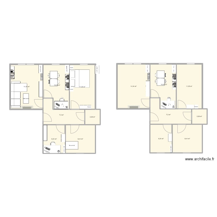 Echelettes. Plan de 14 pièces et 121 m2