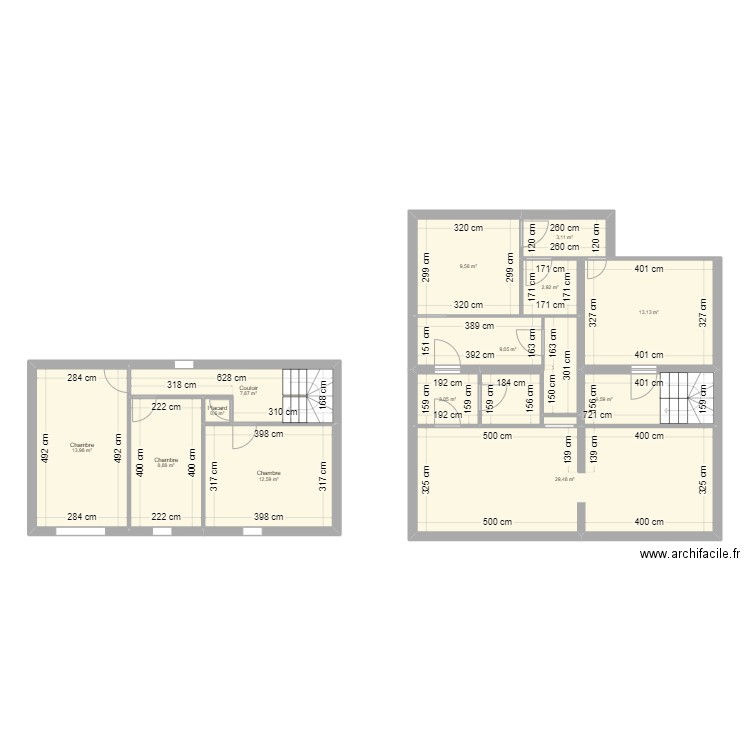 Procession. Plan de 13 pièces et 124 m2