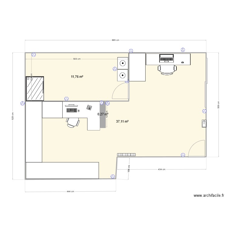 Sous sol - 2. Plan de 3 pièces et 49 m2