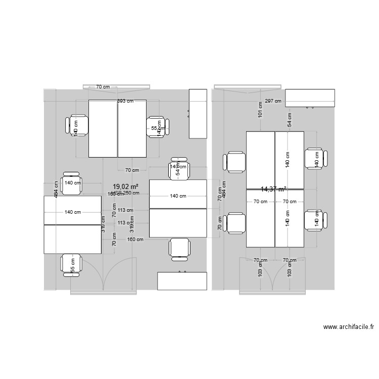 bureau V1. Plan de 2 pièces et 26 m2