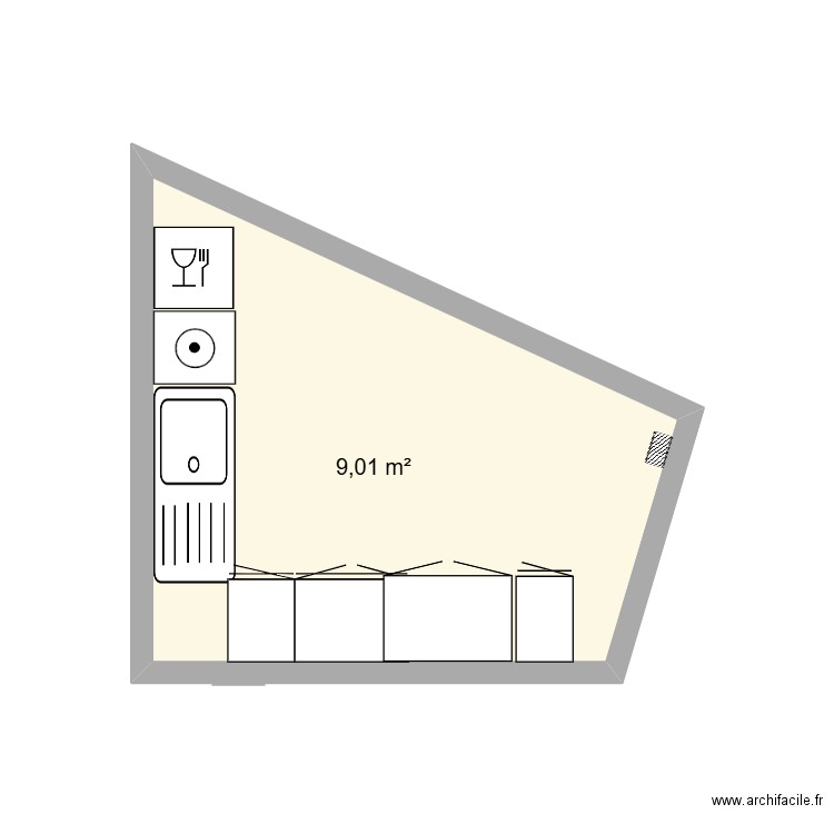 cuisine les agues . Plan de 1 pièce et 9 m2