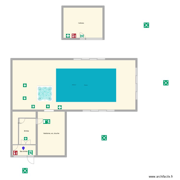 plan d'evac. Plan de 6 pièces et 214 m2