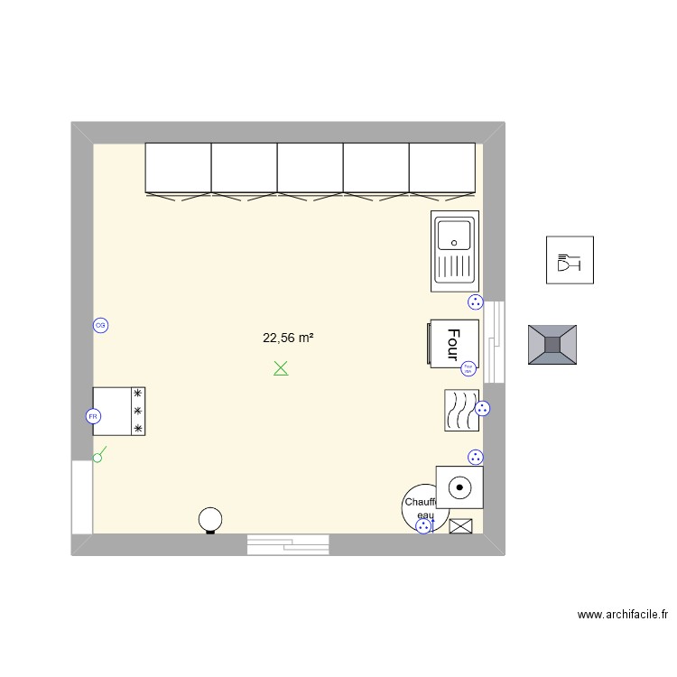 cuisine MH. Plan de 1 pièce et 23 m2