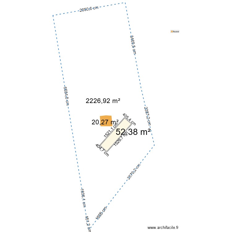 masse. Plan de 1 pièce et 52 m2