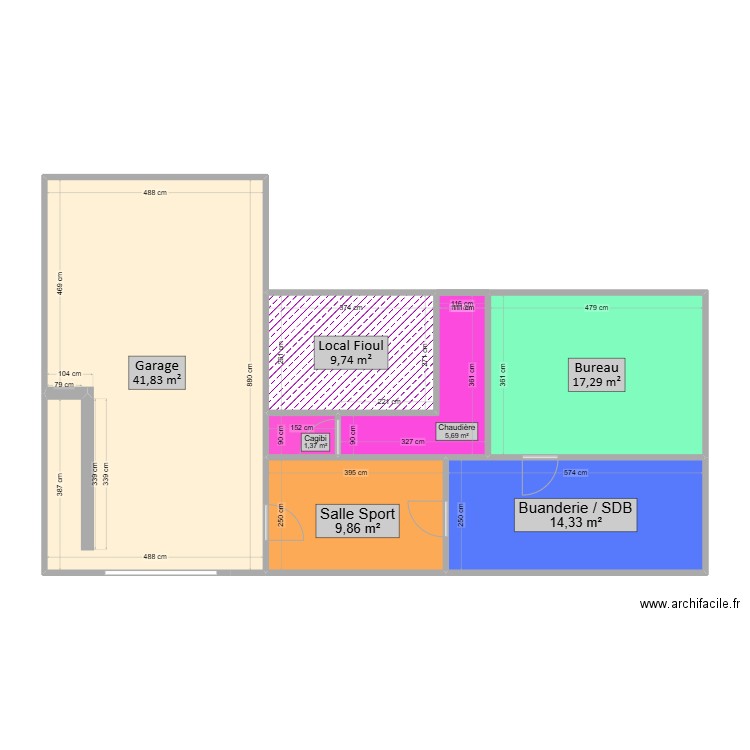 Cave Flax. Plan de 7 pièces et 100 m2