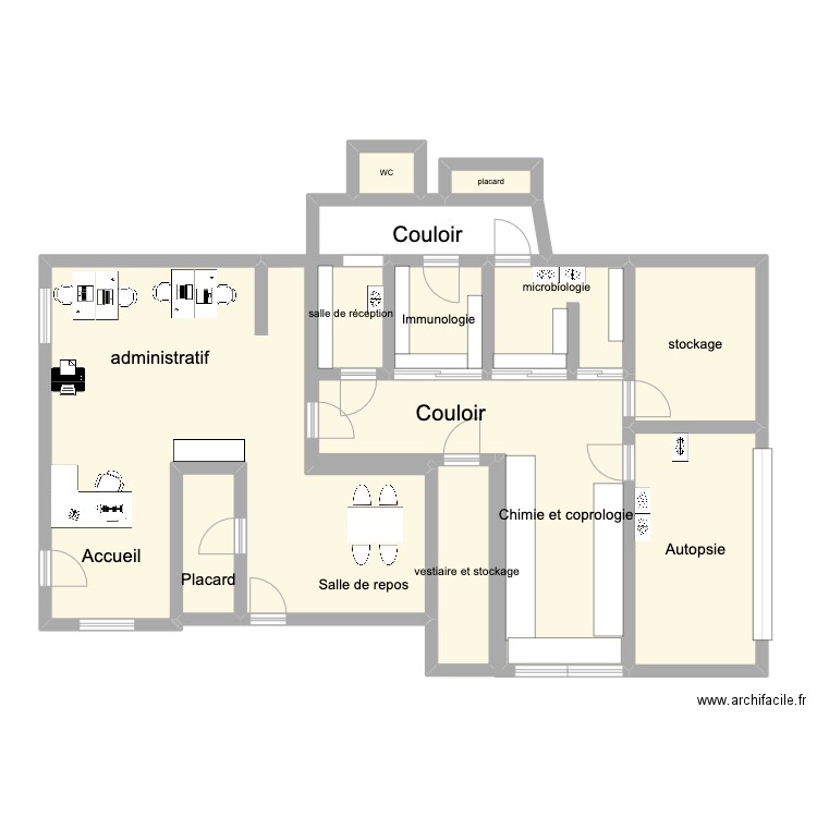 plan du laboratoire. Plan de 11 pièces et 117 m2