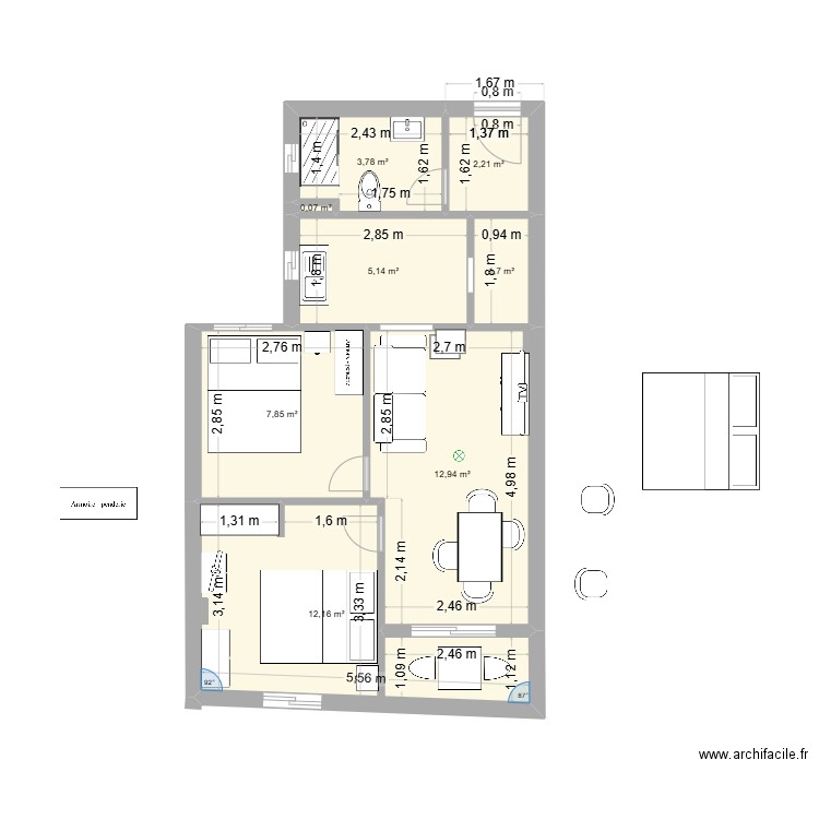 ge115. Plan de 8 pièces et 46 m2