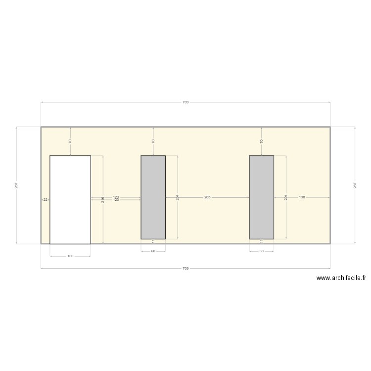 Avant Extension. Plan de 1 pièce et 20 m2