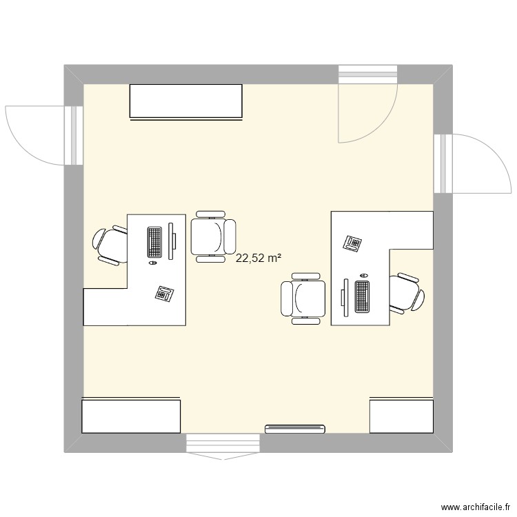 CGRH. Plan de 1 pièce et 23 m2