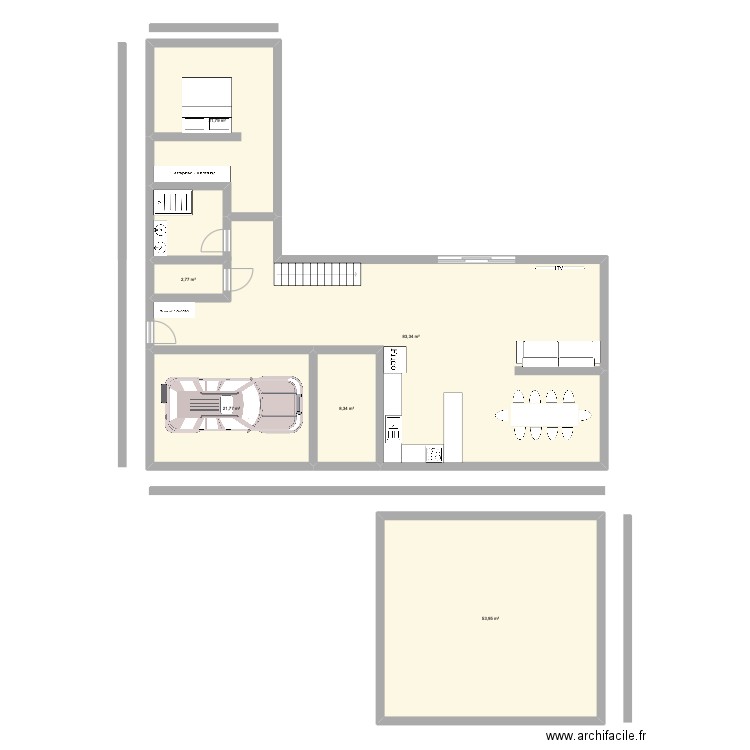 MAISON. Plan de 6 pièces et 192 m2