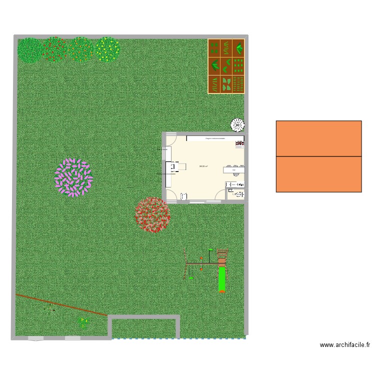 hjardin. Plan de 2 pièces et 29 m2