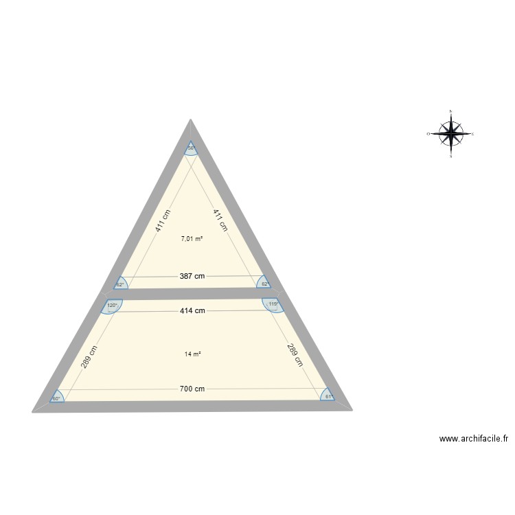 STRUCTURE FACADE. Plan de 2 pièces et 21 m2