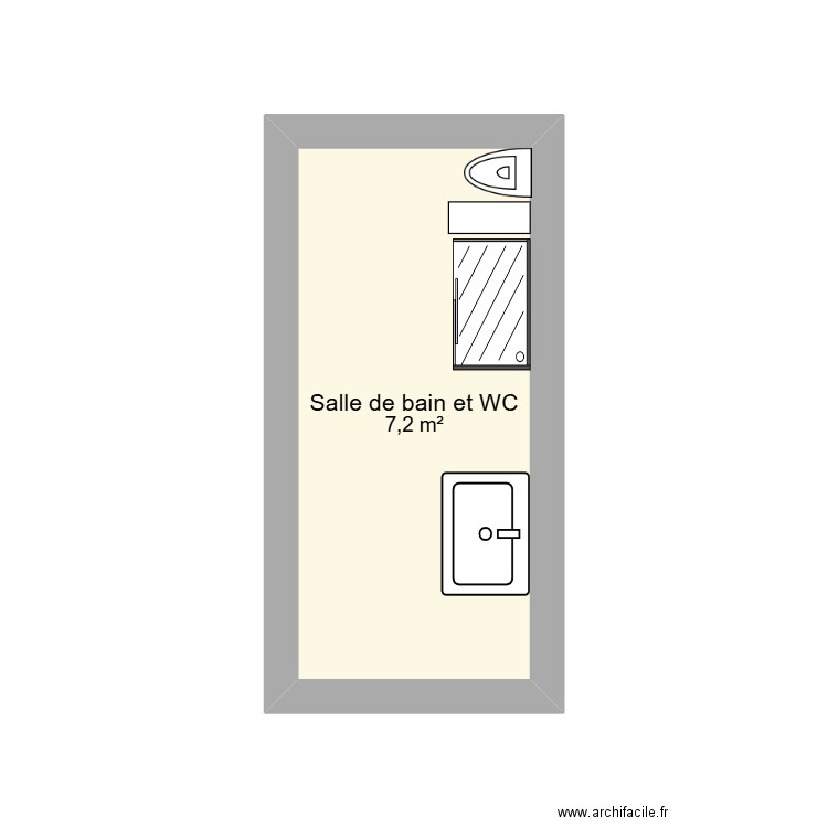 sdb rdc  semla. Plan de 1 pièce et 7 m2