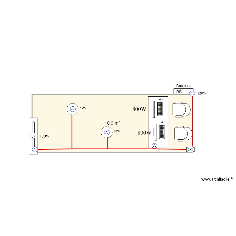 PGW. Plan de 1 pièce et 11 m2