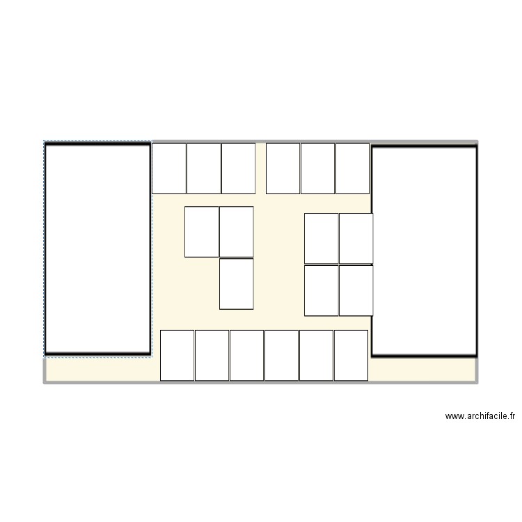 Caisses. Plan de 1 pièce et 54 m2