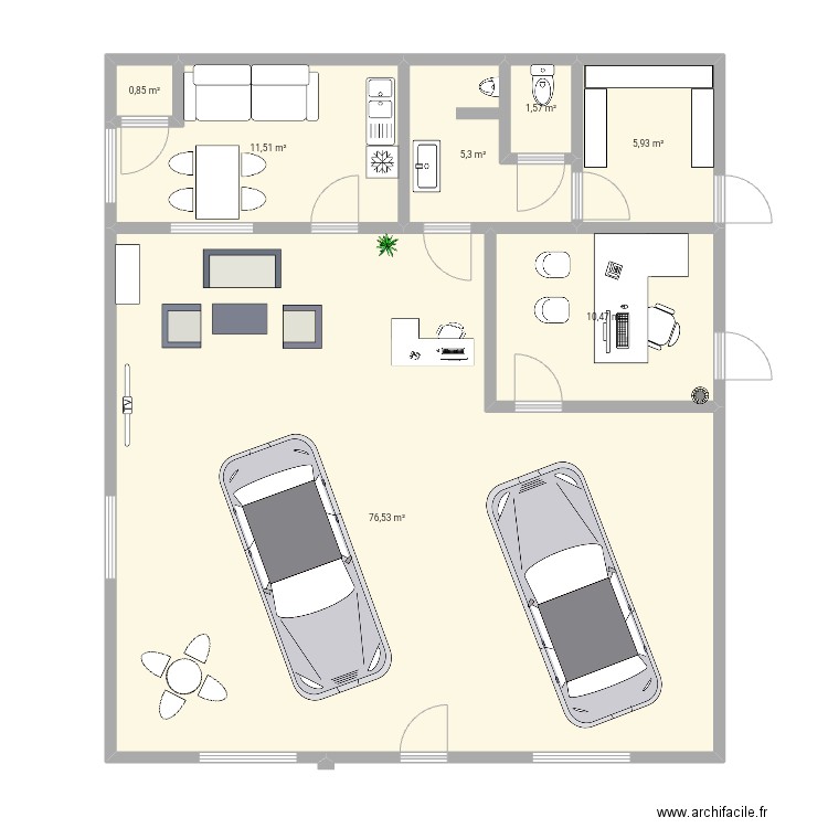 atelier bureau 2. Plan de 7 pièces et 112 m2