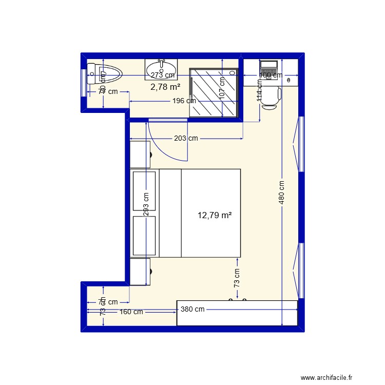 2 floor. Plan de 2 pièces et 16 m2