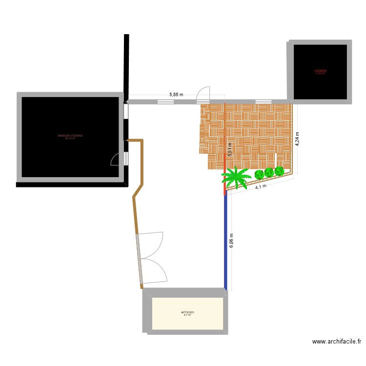 JARDIN ST RIOM. Plan de 3 pièces et 49 m2