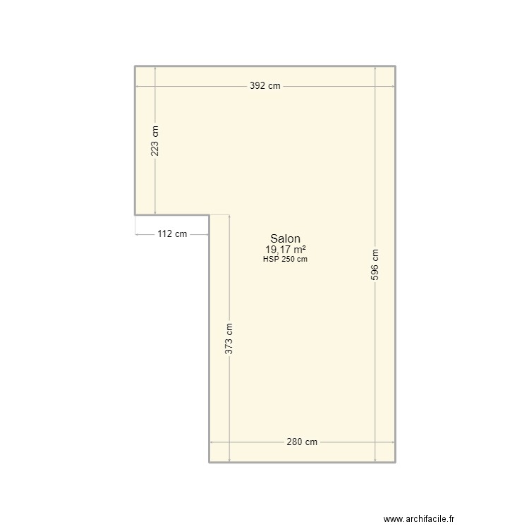 Salon. Plan de 1 pièce et 19 m2