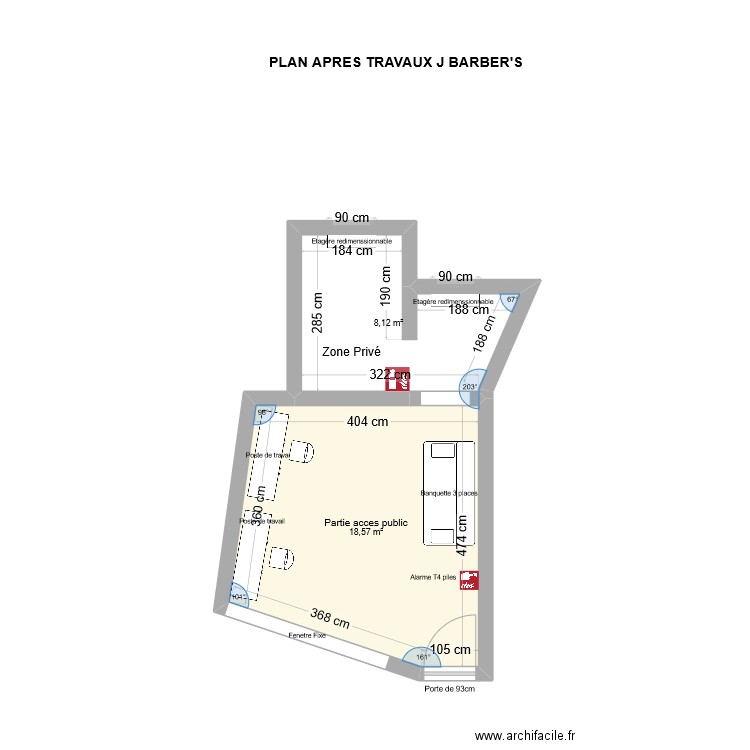 PLAN J BARBER'S IMPLANTATION. Plan de 2 pièces et 27 m2