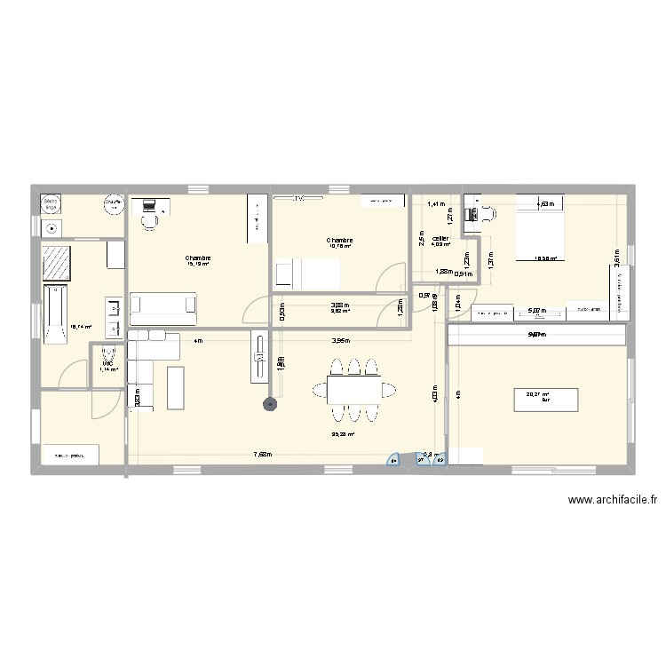 maison2. Plan de 9 pièces et 124 m2