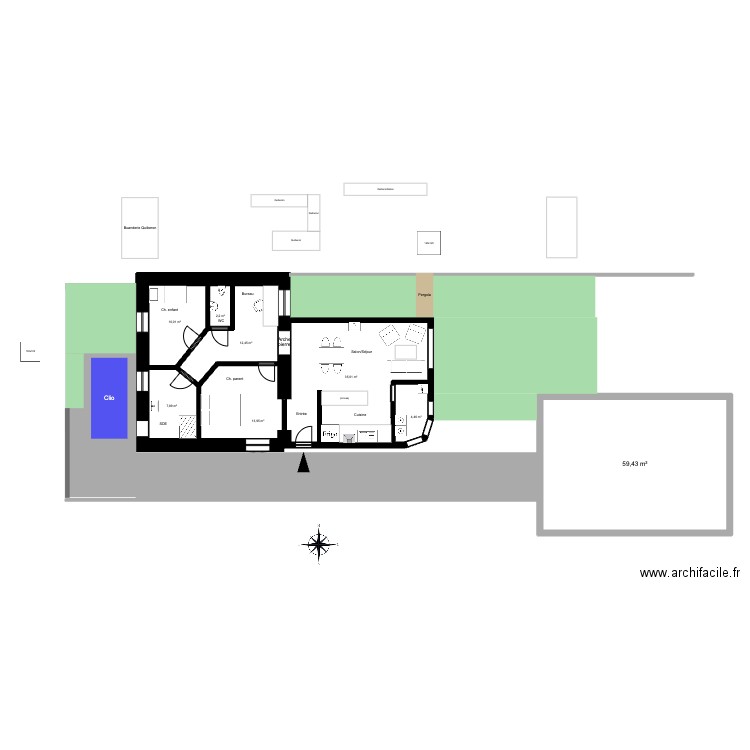 1 mars L v8. Plan de 8 pièces et 145 m2