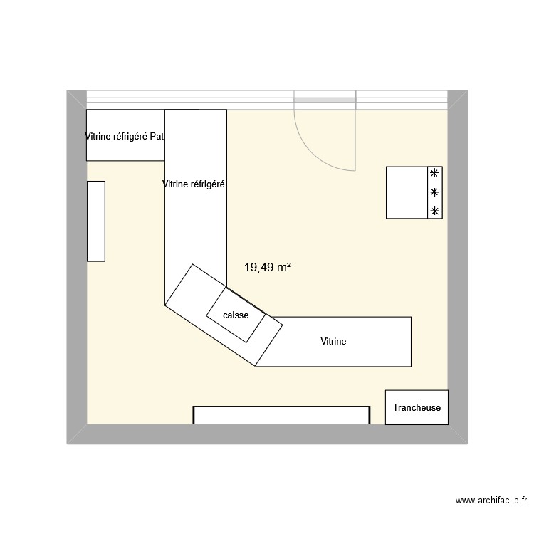 Magasin Aubigny. Plan de 1 pièce et 19 m2