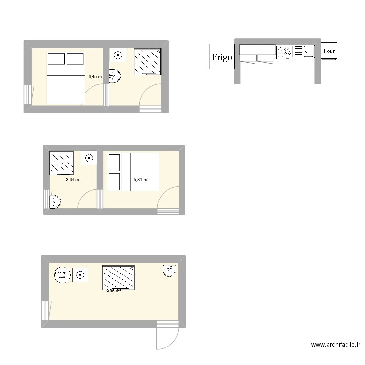 sdb Moulin 1. Plan de 4 pièces et 29 m2