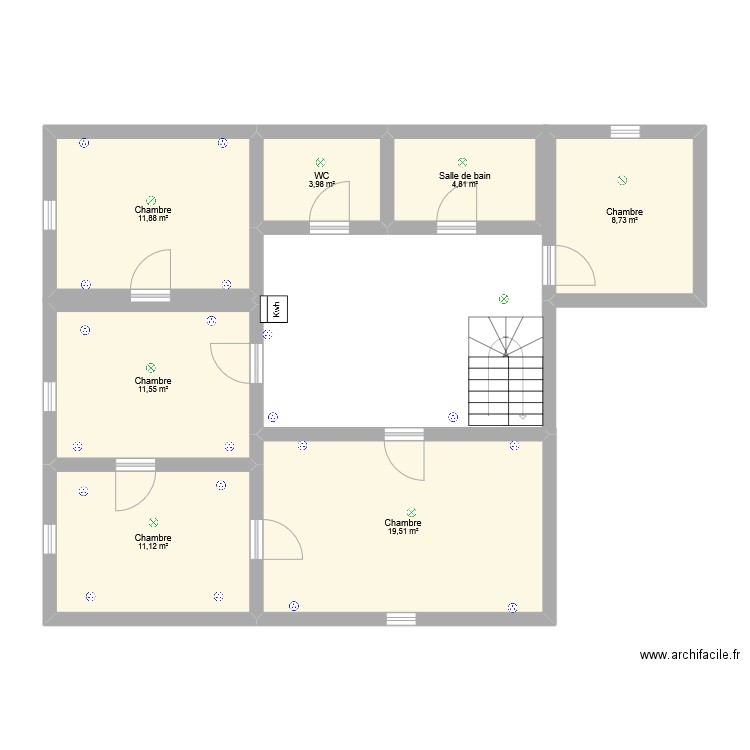 vural 1. Plan de 7 pièces et 72 m2