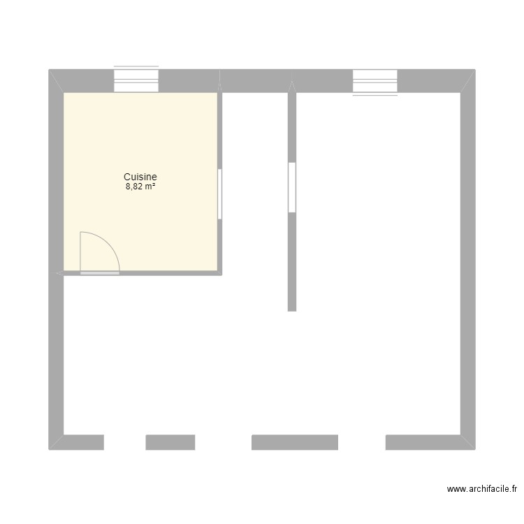 villiers. Plan de 1 pièce et 9 m2