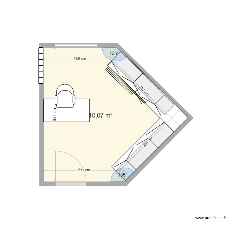 atelier. Plan de 1 pièce et 10 m2