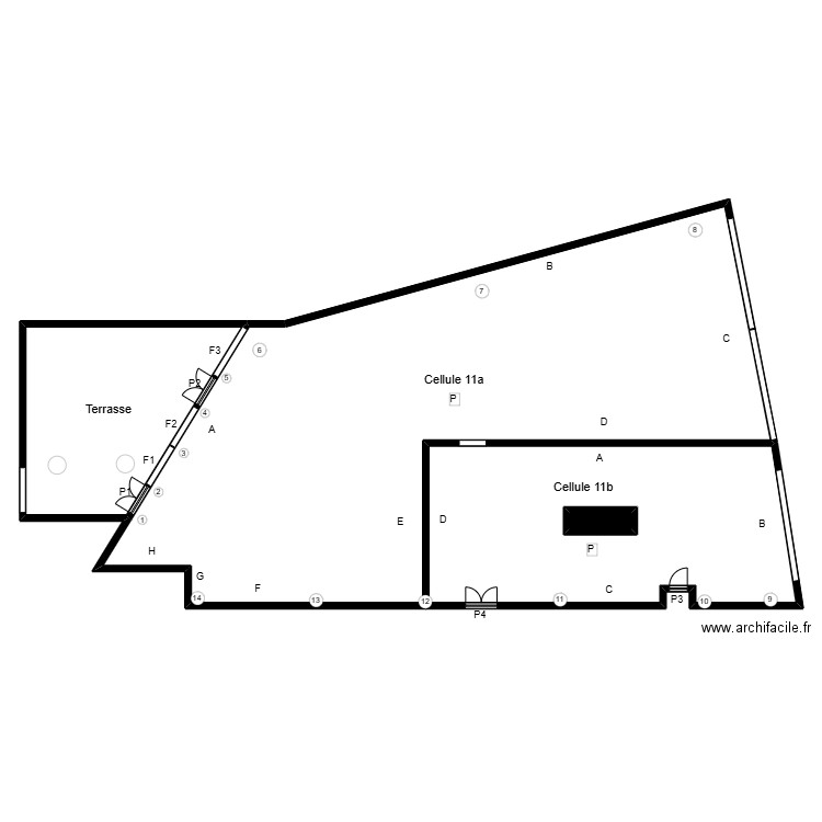 Euralille spinach Plomb. Plan de 4 pièces et 438 m2