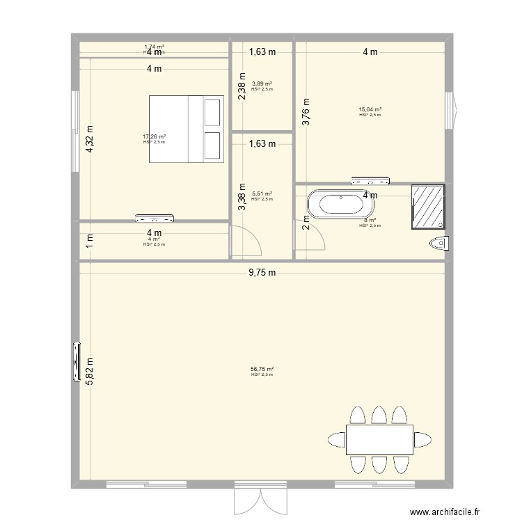 plan maiso,. Plan de 8 pièces et 112 m2