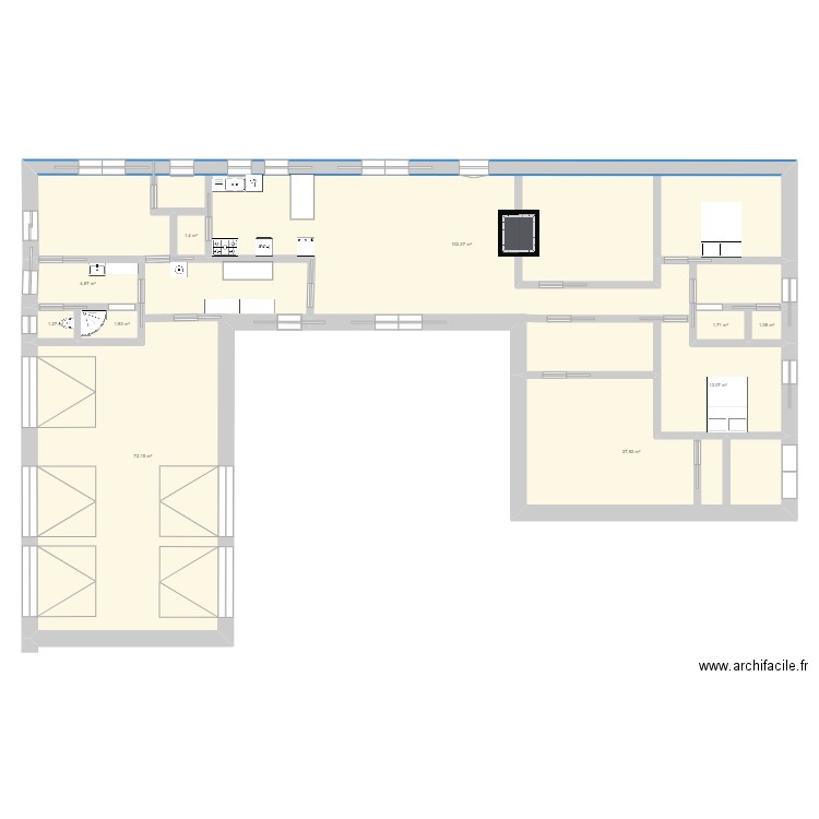 maison. Plan de 4 pièces et 67 m2