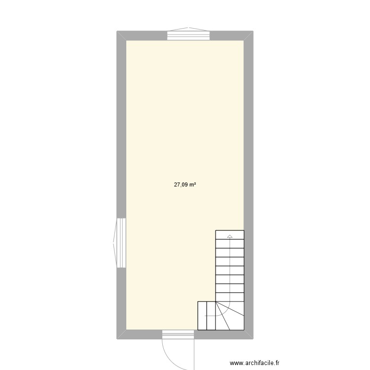 jjj. Plan de 1 pièce et 27 m2