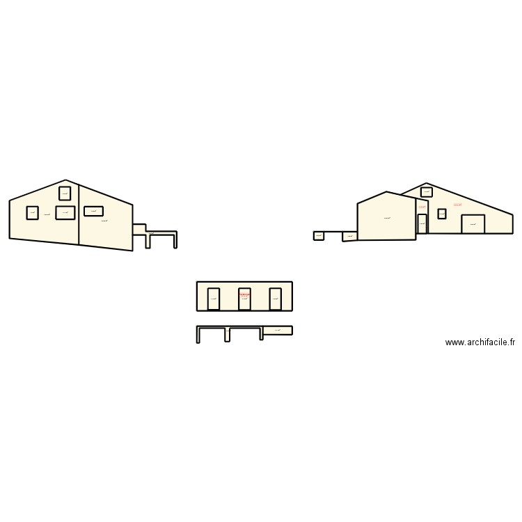 Chicane plan précis et surfaces façades. Plan de 24 pièces et 197 m2