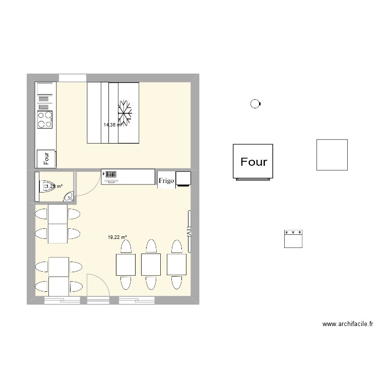 la casa 4. Plan de 3 pièces et 35 m2