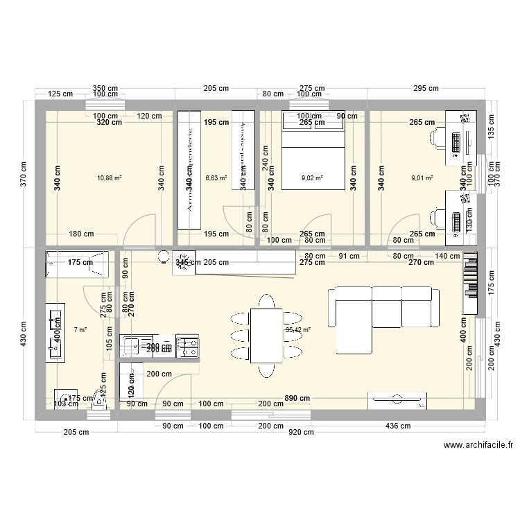 plan appart. Plan de 5 pièces et 77 m2