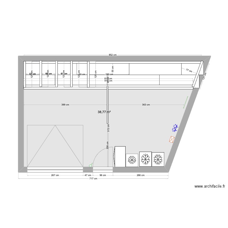 Mezzanine garage. Plan de 1 pièce et 39 m2