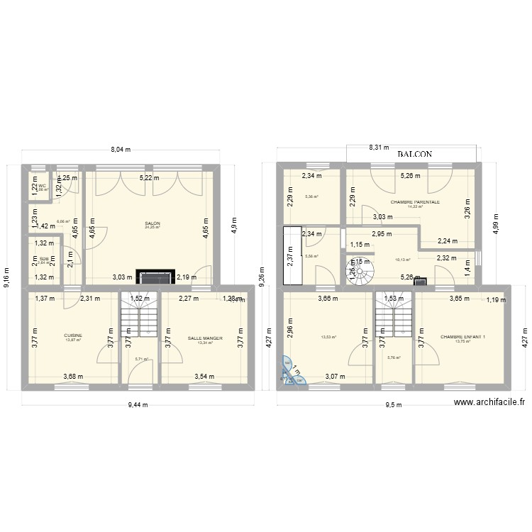 Mazel (actuel). Plan de 15 pièces et 135 m2