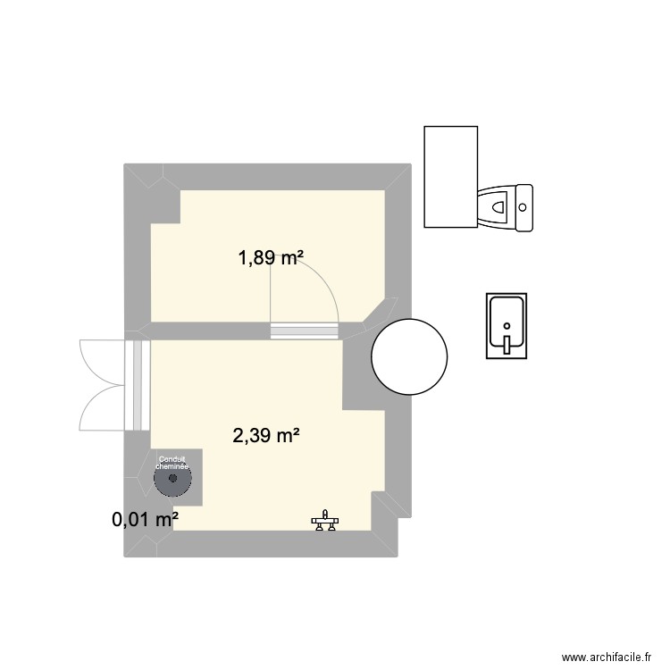 BATHROOM -POOL - option 3. Plan de 3 pièces et 4 m2