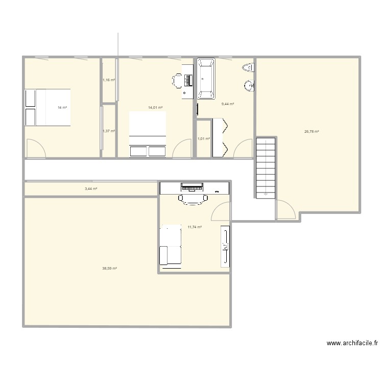 Maison 2. Plan de 10 pièces et 122 m2