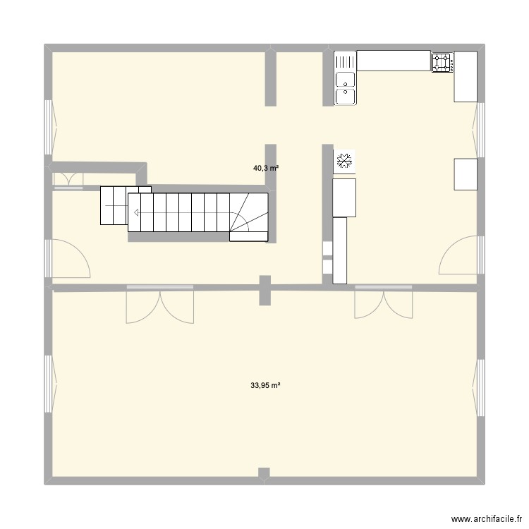 Bellerive. Plan de 2 pièces et 74 m2