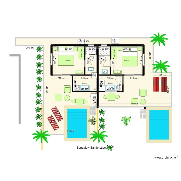 Bungalow St Luce 3. Plan de 7 pièces et 98 m2