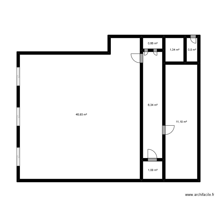  Etage extention. Plan de 7 pièces et 68 m2