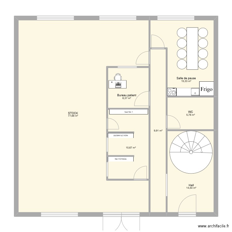 RDC St ouen. Plan de 7 pièces et 140 m2