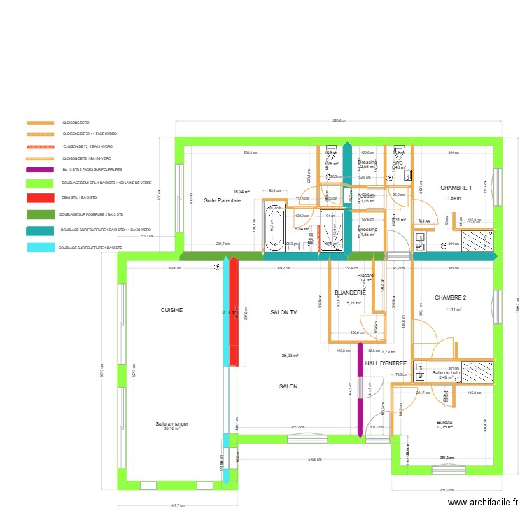 PLAN PLACO PLAFOND. Plan de 18 pièces et 139 m2