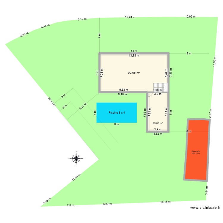 peymenade 2 cadastre. Plan de 3 pièces et 178 m2