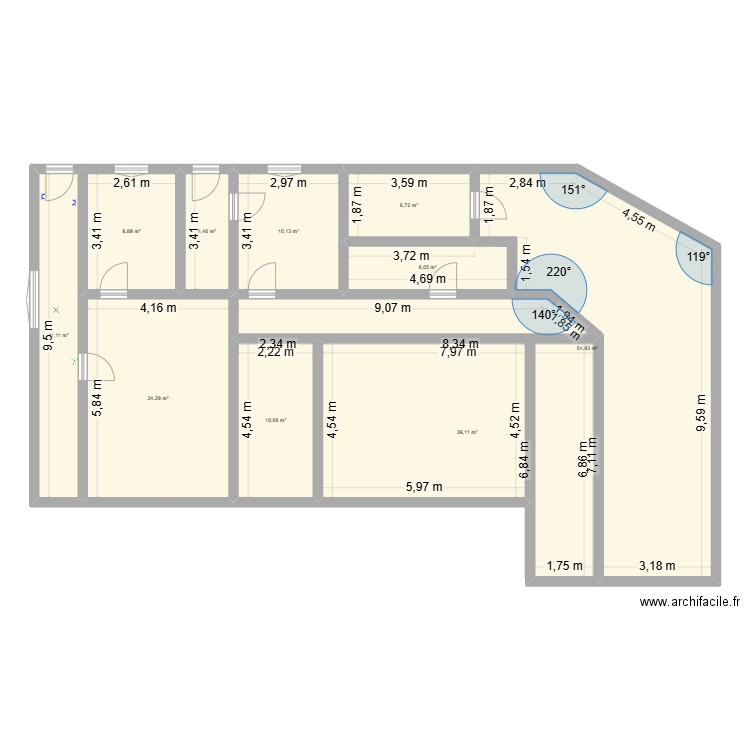 plan maison. Plan de 10 pièces et 176 m2