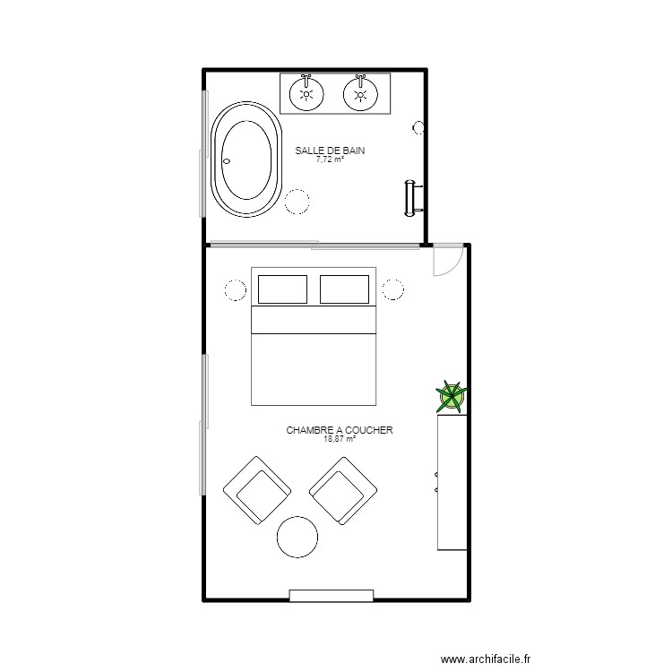 SP PORTFOLIO. Plan de 2 pièces et 27 m2